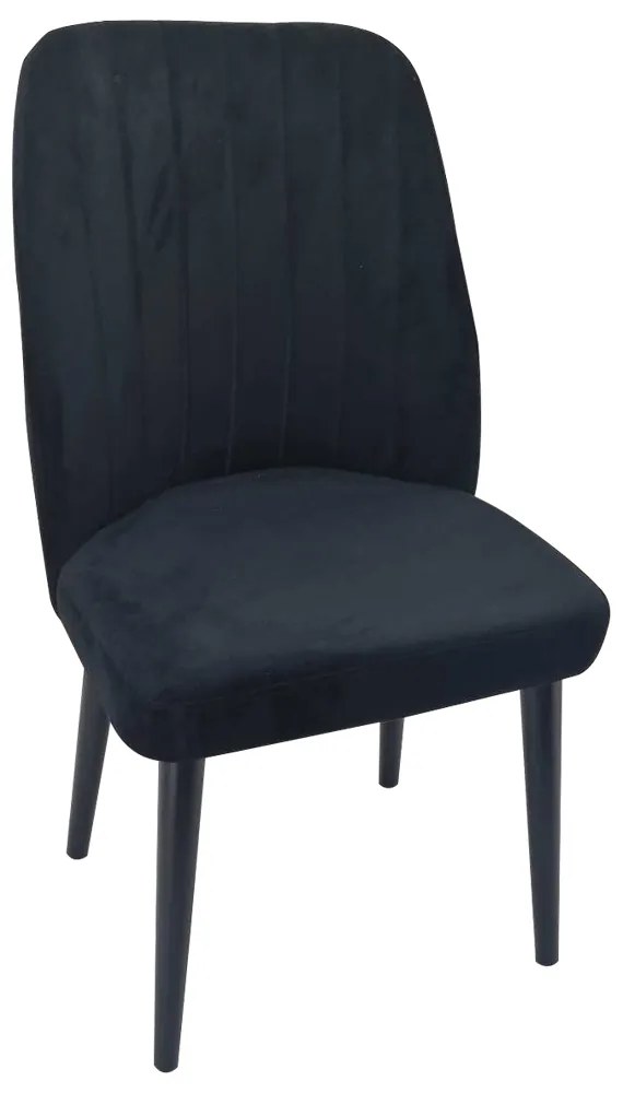Artekko Alfa Καρέκλα Βελούδινη Μαύρη με Μαύρα Ξύλινα Πόδια (50x55x88)cm