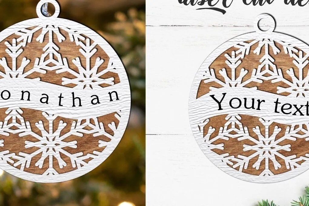 Σετ των 3 Intra απο ξύλο plywood 3mm-4mm πάχος κοπής με λέιζερ δέσμη χριστουγεννιάτικων στολιδιών Δίασταση 15x15 cm INTRAFABR-80631044