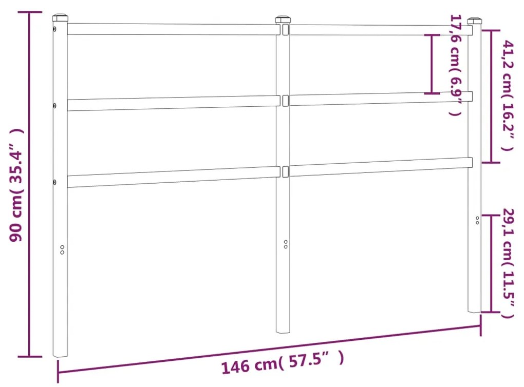 vidaXL Κεφαλάρι Λευκό 140 εκ. Μεταλλικό