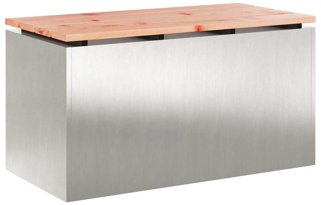 vidaXL Παγκάκι κήπου Ασημί 80 x 40 x 43 εκ Ανοξείδωτο ατσάλι