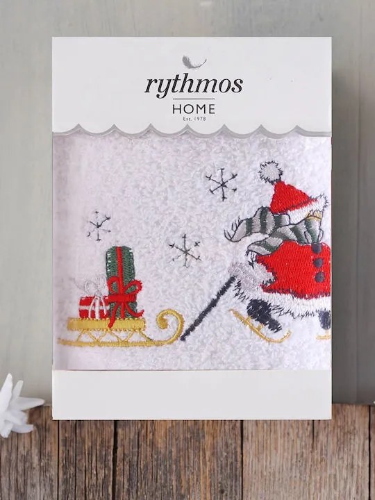 ΠΕΤΣΕΤΑ ΠΡΟΣΩΠΟΥ ΚΟΥΤΙ RYTHMOS CHRISTMAS TERRY GIFT ΧΙΟΝΑΝΘΡΩΠΟΣ 50X90 ΛΕΥΚΟ