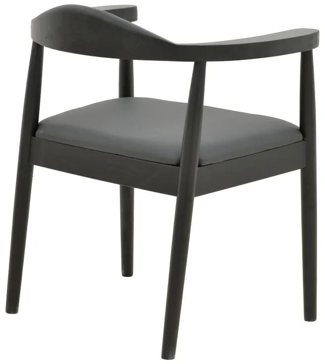 Καρέκλα - Πολυθρόνα Joube rubberwood σε μαύρο με μαύρο pu μαξιλάρι 59x48x73εκ 2αδα 59x48x73 εκ.