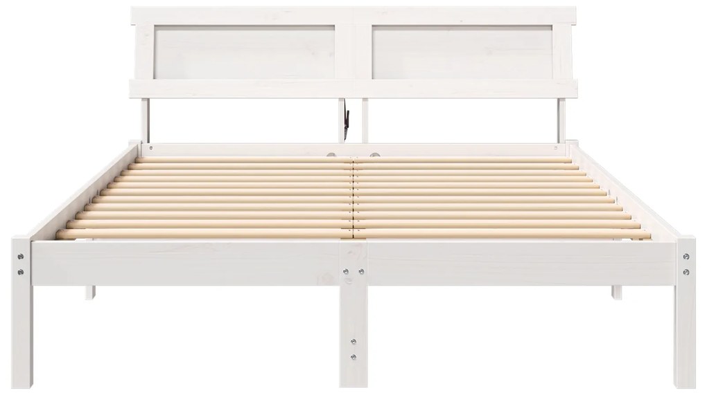vidaXL Σκελετός Κρεβατιού Λευκό 140 x 190 cm Συμπαγές ξύλο πεύκου