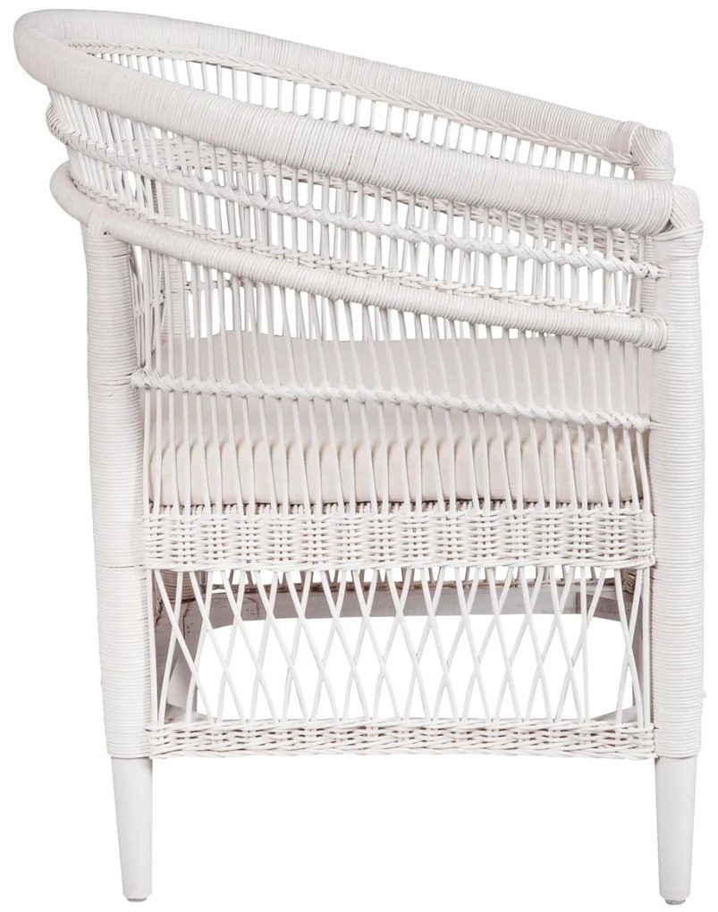 Καρέκλα - Πολυθρόνα MALAWI C9635.02 Ξύλο Μαόνι με Rattan Λευκό και Λευκό Μαξιλάρι 80x70x86Υεκ. 80x70x86 εκ.