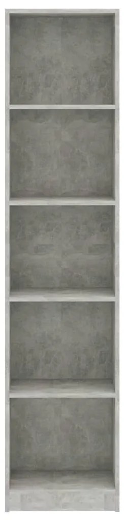 vidaXL Βιβλιοθήκη με 5 Ράφια Γκρι Σκυροδέμ. 40x24x175 εκ. Επεξ. Ξύλο
