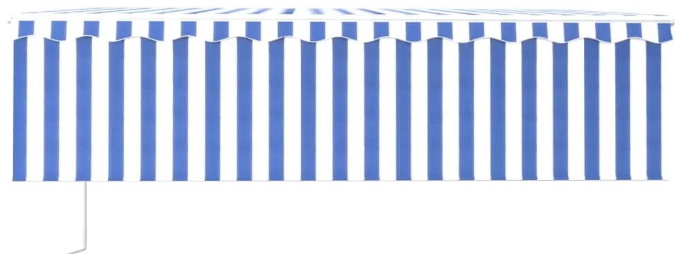 vidaXL Τέντα Αυτόματη με Σκίαστρο/LED/Αισθ. Ανέμου Μπλε/Λευκό 5 x 3 μ.