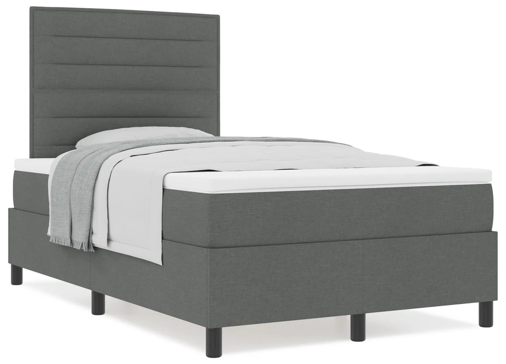 vidaXL Κρεβάτι Box Spring Με Στρώμα Σκούρο Γκρι 120x200 εκ Ύφασμα