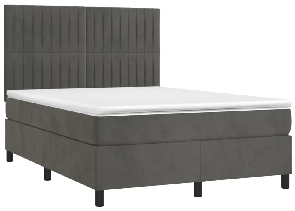 ΚΡΕΒΑΤΙ BOXSPRING ΜΕ ΣΤΡΩΜΑ ΣΚΟΥΡΟ ΓΚΡΙ 140X200 ΕΚ. ΒΕΛΟΥΔΙΝΟ 3143146