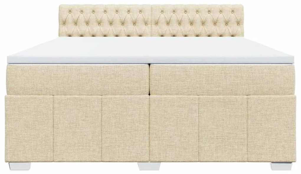 vidaXL Κρεβάτι Boxspring με Στρώμα Κρεμ 200x200 εκ. Υφασμάτινο