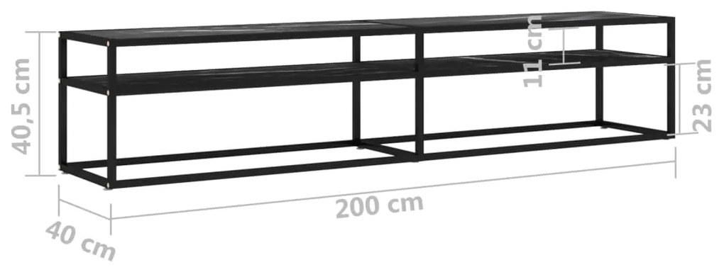vidaXL Έπιπλο Τηλεόρασης Λευκό Όψη Μαρμάρου 200x40x40,5εκ Γυαλί Ασφαλ.