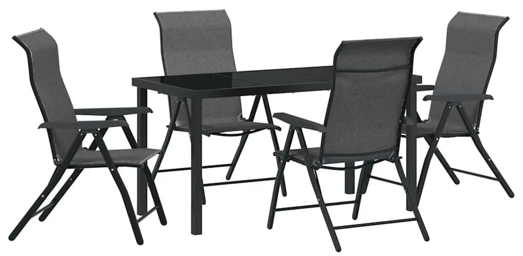 vidaXL Σέτ φαγητού για κήπο Ρυθμιζόμενο ύψος 5 pcs Γκρι Πολυ ράταν
