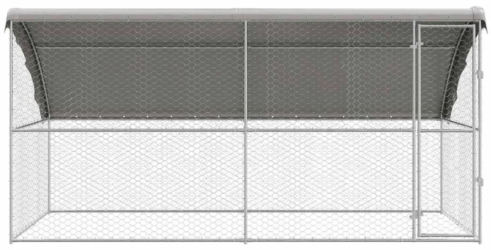 vidaXL Κλουβί Σκύλου με αποθήκευση 2 pcs Ασημί 4 x 2 x 2 m Ατσάλι