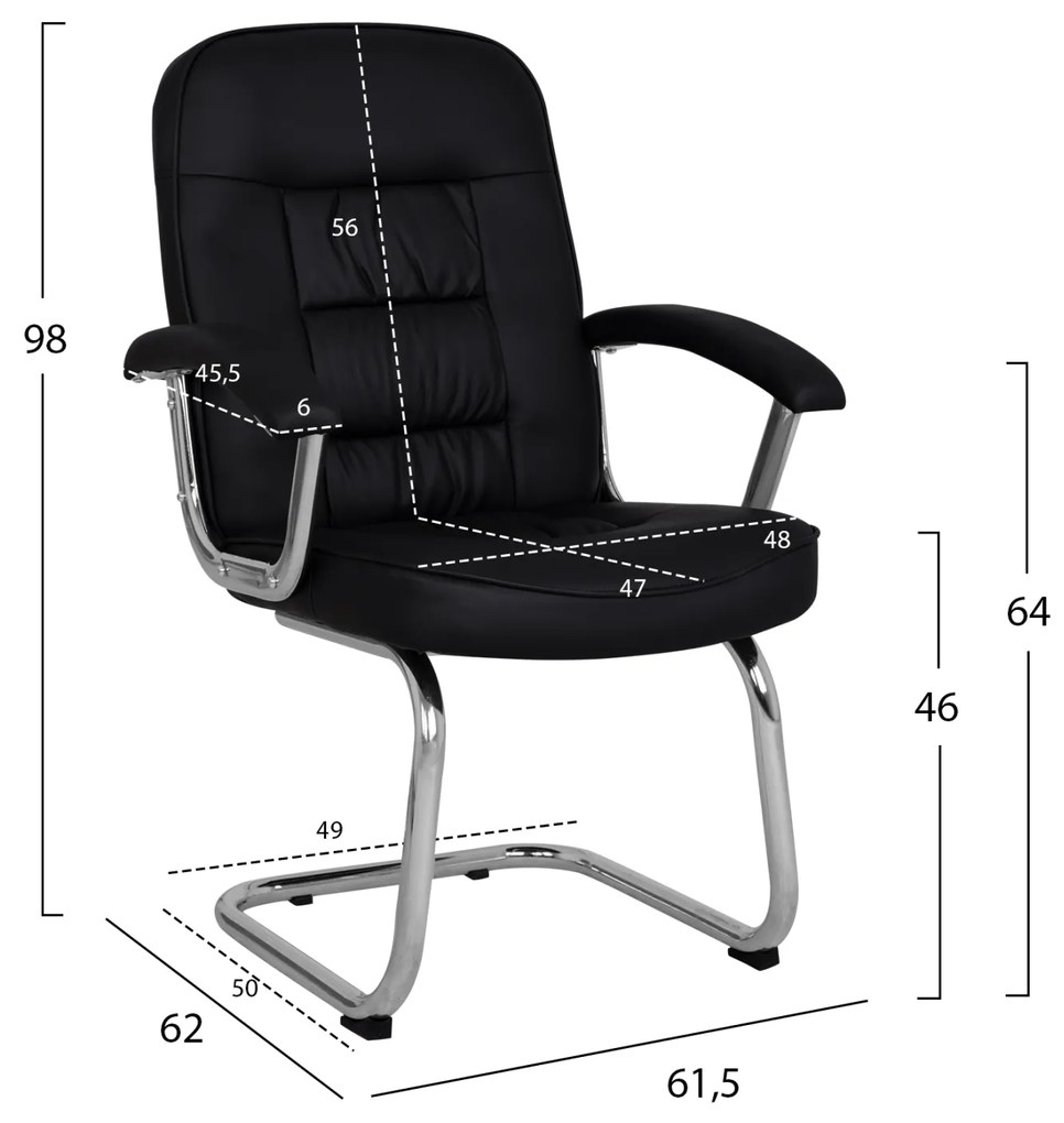 ΚΑΡΕΚΛΑ AMBREY HM1114 ΜΕ ΜΑΥΡΟ PU ΜΕ ΒΑΣΗ ΧΡΩΜΙΟΥ 61.5x62x98 cm. - HM1114