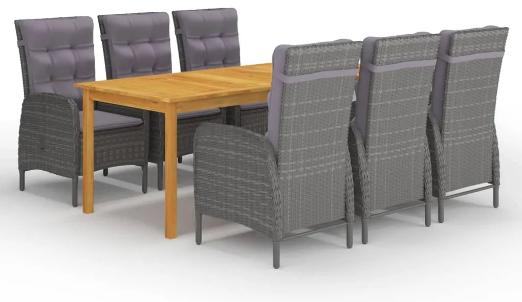 vidaXL Σετ Τραπεζαρίας Κήπου 7 Τεμαχίων Γκρι