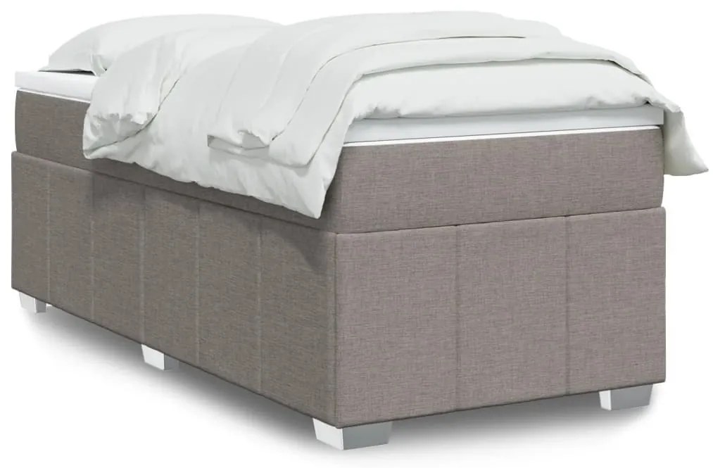 Κρεβάτι Boxspring με Στρώμα Taupe 100 x 200 εκ. Υφασμάτινο - Μπεζ-Γκρι