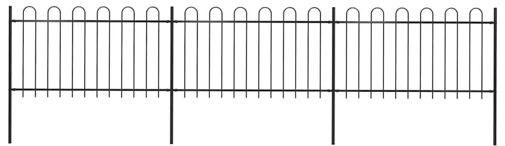 vidaXL Φράχτης Κήπου με Κορυφή από Ατσάλι 537 x 100 εκ. Μαύρος
