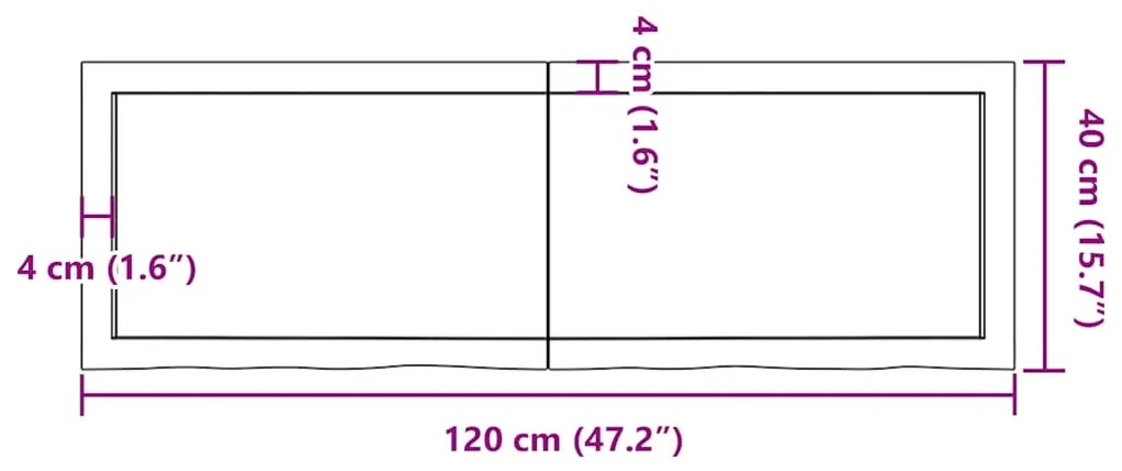 Ράφι Τοίχου 120x40x(2-6) εκ. από Ακατέργαστο Μασίφ Ξύλο Δρυός 363575