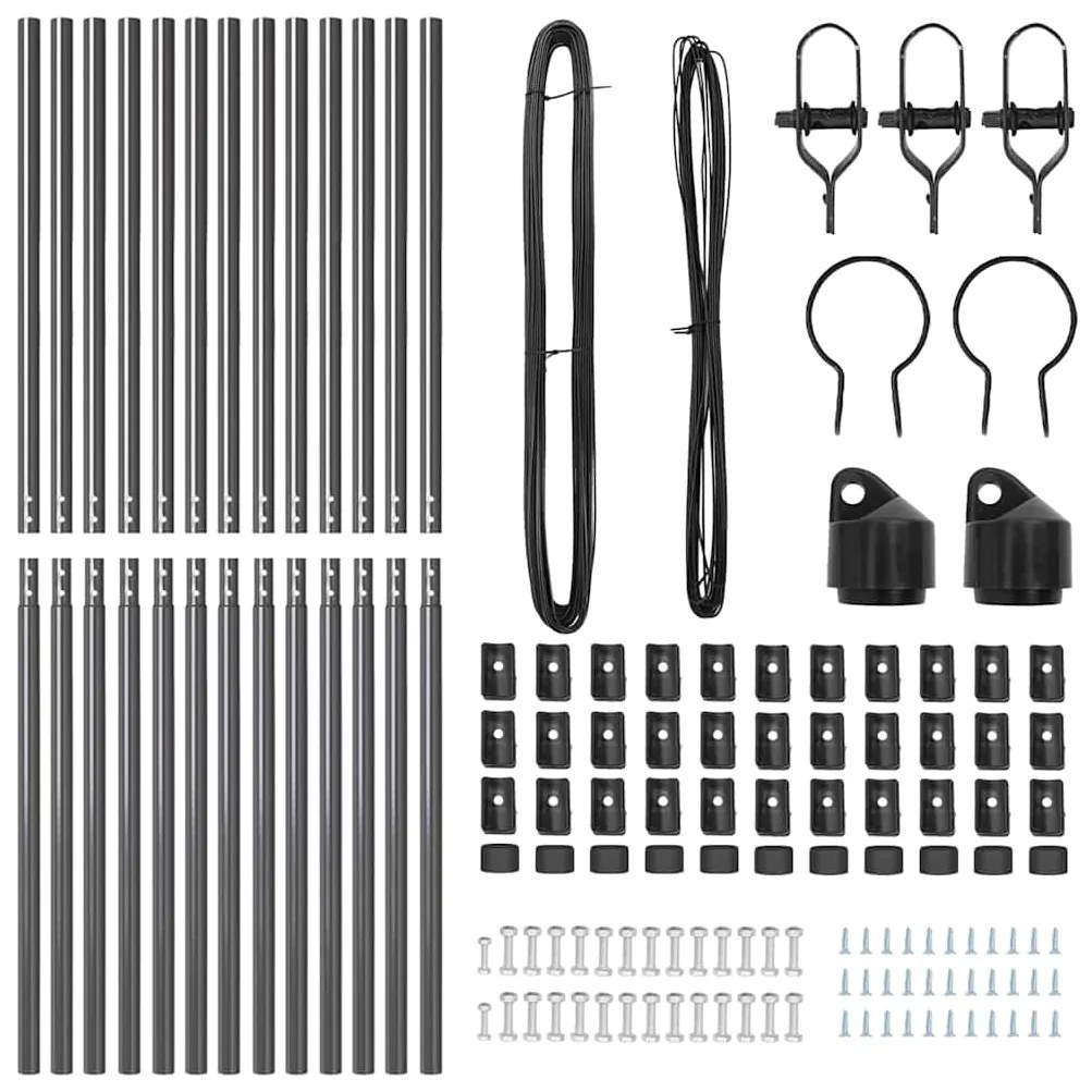 vidaXL Πό posts φράχτη 13 pcs Γκρι Ø32mm 190 εκ Γαλβανισμένος χάλυβας