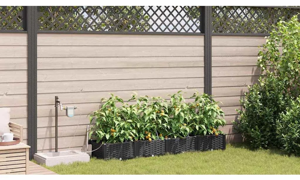 vidaXL Γλάστρα Κήπου 4 pcs Μαύρο Ατσάλι