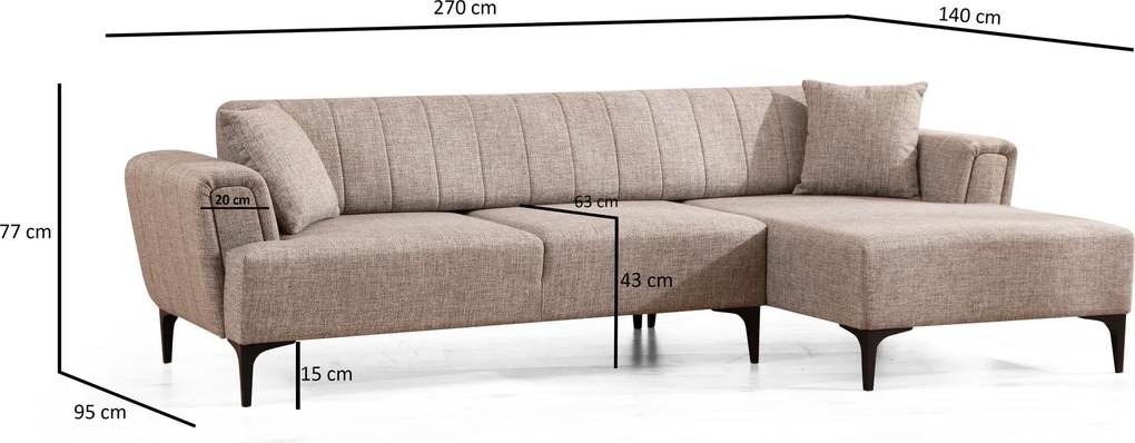 Corner Sofa-Bed Hamlet Right - Light Brown Light Brown