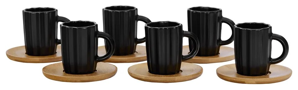 CACTUS ΚΟΥΠΑ ESPRESSO ΣΕΤ 6 ΤΜΧ ΠΟΡΣΕΛΑΝΗ BAMBOO ΜΑΥΡΟ ΦΥΣΙΚΟ 26,5x22xH6cm - 030024