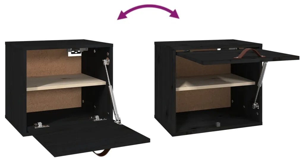 vidaXL Ντουλάπι Τοίχου Μαύρο 40 x 30 x 35 εκ. από Μασίφ Ξύλο Πεύκου