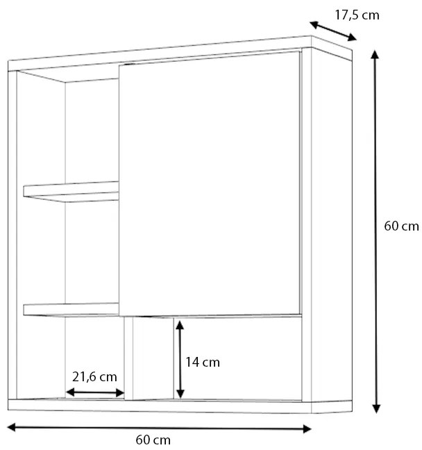 Καθρέπτης μπάνιου Demo Μegapap χρώμα λευκό 60x17,5x60εκ.