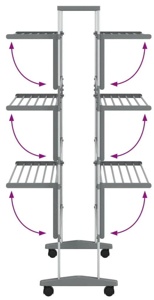 vidaXL Απλώστρα Ρούχων με Ροδάκια 89 x 64 x 129 εκ. από Αλουμίνιο