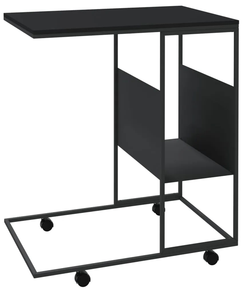 vidaXL Βοηθητικό Τραπέζι με Ρόδες Μαύρο 55 x 36 x 63,5 εκ. Επεξ. Ξύλο