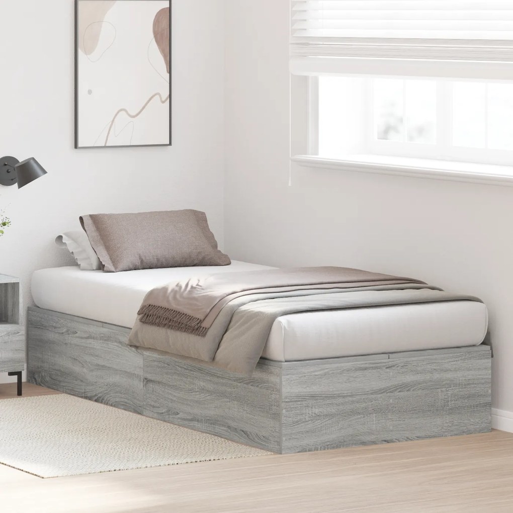 vidaXL Κρεβάτι Αποθήκευσης Γκρι Sonoma 90x200 εκ.