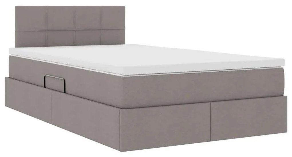 vidaXL Κρεβάτι με αποθηκευτικό χώρο και LED Taupe 120 x 200 cm