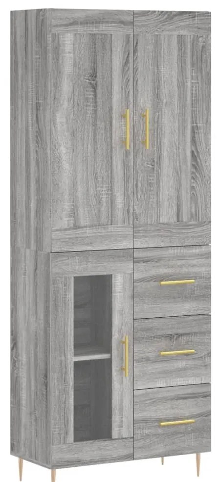 vidaXL Ντουλάπι Γκρι Sonoma 69,5 x 34 x 180 εκ. Επεξεργασμένο Ξύλο