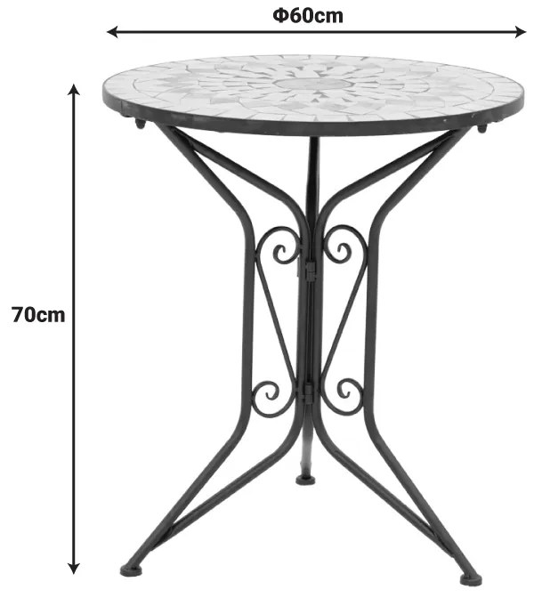 Τραπεζαρία Sellis pakoworld σετ 3τεμ μωσαικό-μέταλλο μαύρο