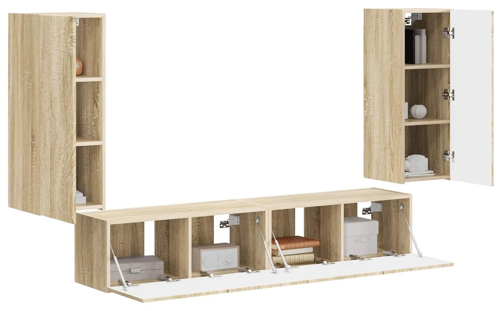 vidaXL Σετ τοίχου για τηλεόραση 4 pcs Δρύς Sonoma Επεξεργασμένο ξύλο