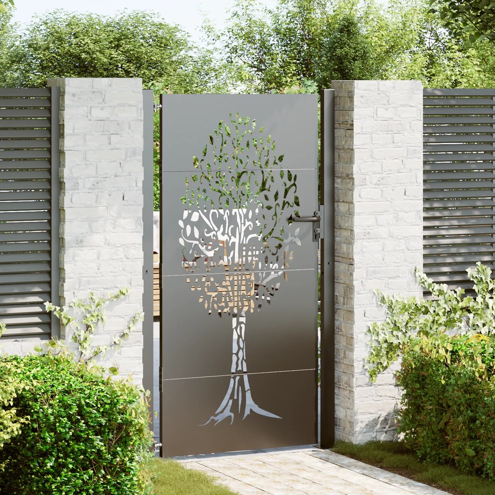 vidaXL Πύλη Κήπου, Πύλη Κήπου 105x75 εκ. Χάλυβας Corten με Σχέδιο Δέντρου