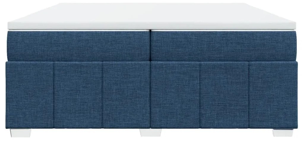 Κρεβάτι Boxspring με Στρώμα Μπλε 200x200 εκ. Υφασμάτινο - Μπλε