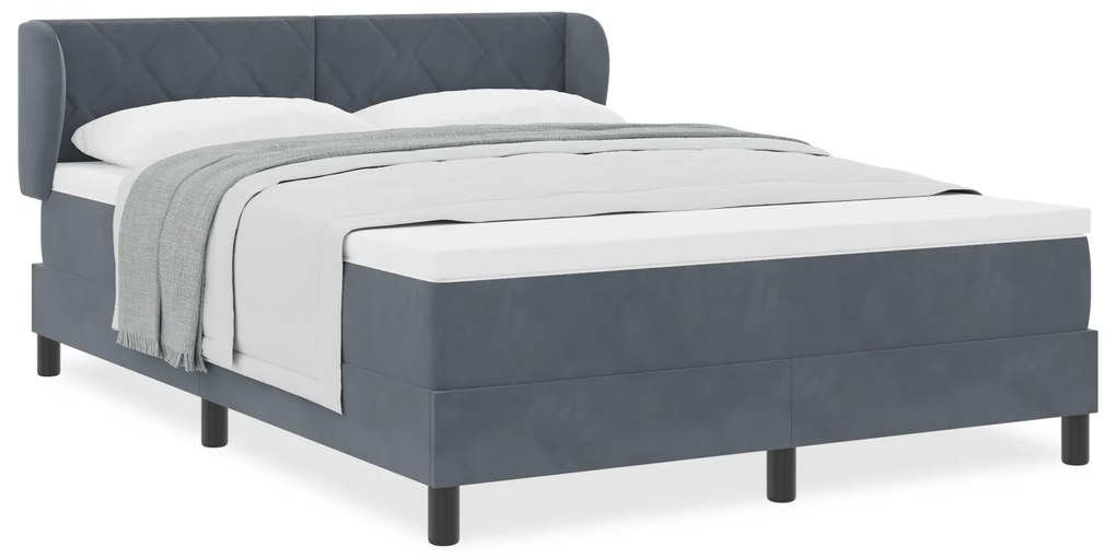 vidaXL κρεβάτι Box Spring με στρώμα  Σκούρο Γκρι 140x200 εκ. Βελούδο