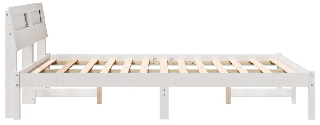 vidaXL Σκελετός Κρεβατιού Λευκό 135 x 190 cm Μασίφ ξύλο πεύκου