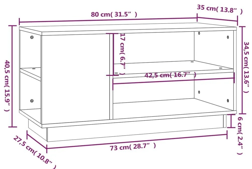 Έπιπλο Τηλεόρασης Καφέ Μελί 80x35x40,5 εκ από Μασίφ Ξύλο Πεύκου - Καφέ