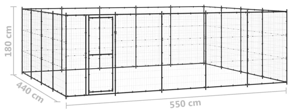 vidaXL Κλουβί Σκύλου Εξωτερικού Χώρου 24,2 μ² από Ατσάλι