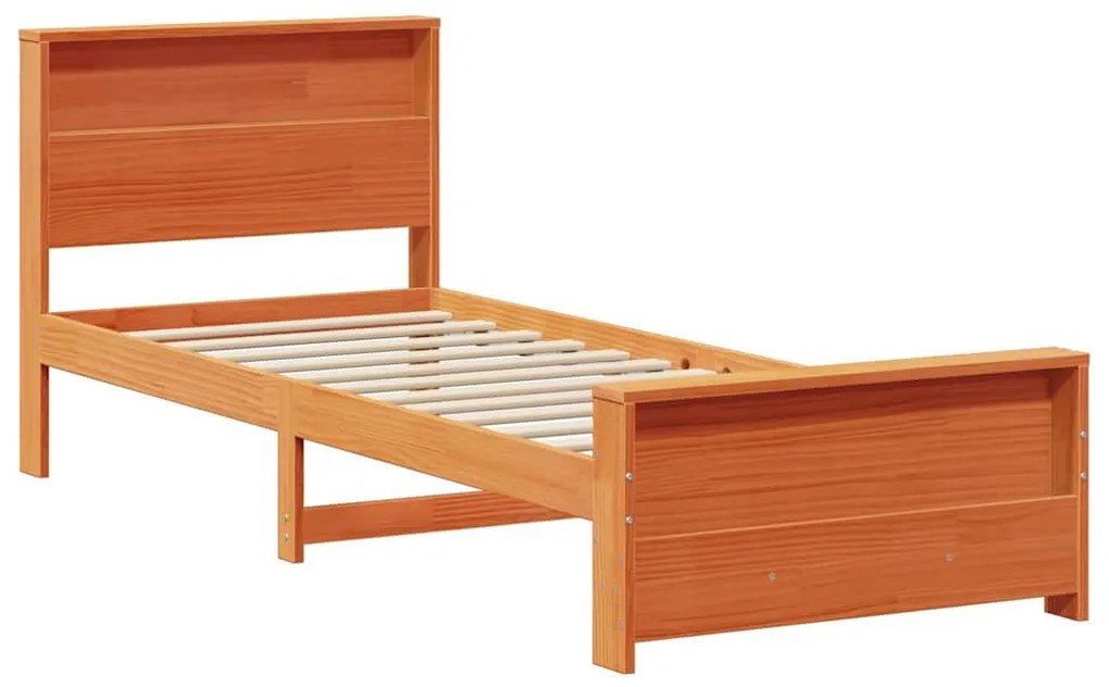 vidaXL Σκελετός Κρεβατιού Καφέ κεριού 75 x 190 cm Μασίφ ξύλο πεύκου