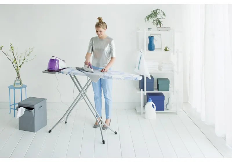 Σιδερώστρα Brabantia B 90300120, 124x38 cm, 7 θέσεις ρύθμισης, υποδοχή γεννήτριας ατμού, PerfectFlow, Λευκό/Μπλε