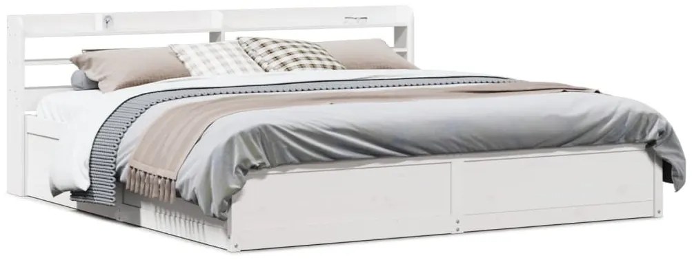 vidaXL Πλαίσιο Κρεβατιού με Κεφαλάρι Λευκό 200x200 εκ. από Μασίφ Πεύκο