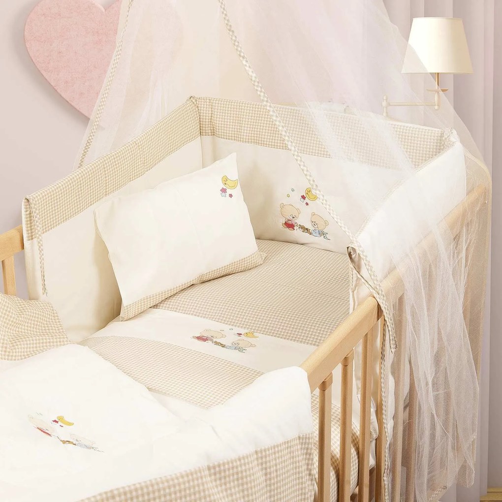 Βρεφικό Σετ Κούνιας 7τμχ Happy Bears Beige DimCol 100x140cm 100% Βαμβάκι