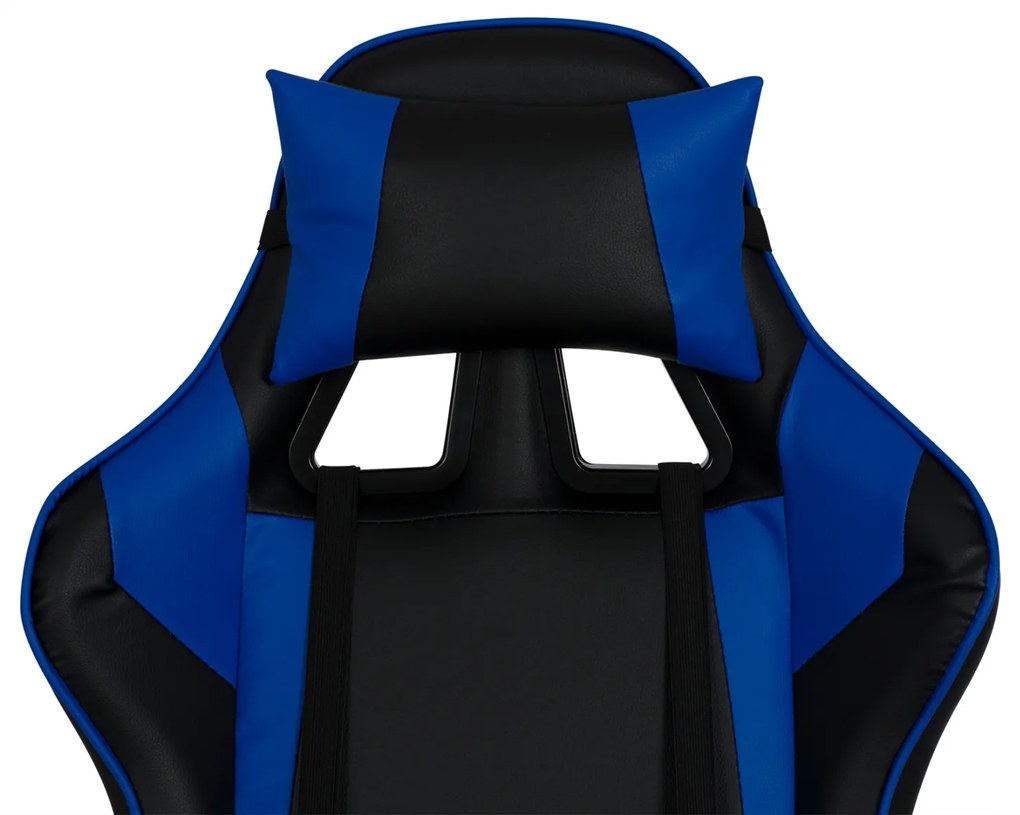 Πολυθρόνα Γραφείου Gaming Zayn Μαύρο-Μπλε Pu 67x70x134 Cm