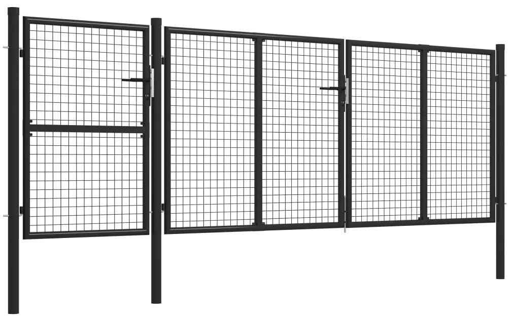 vidaXL Πόρτα Περίφραξης Κήπου Ανθρακί 400 x 125 εκ. Ατσάλινη