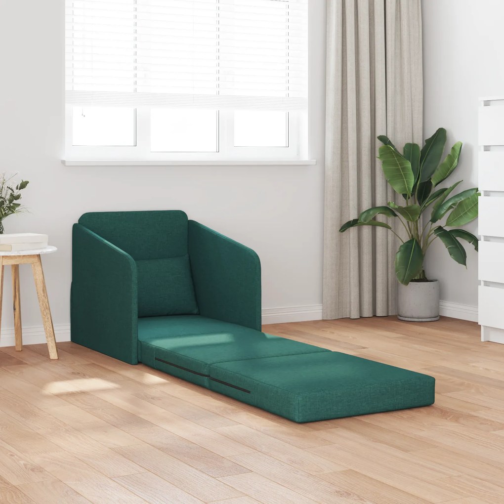 vidaXL Καρέκλα Κρεβάτι 2-σε-1 Σκούρο Πράσινο 65 x 80 x 83 εκ. Ύφασμα.