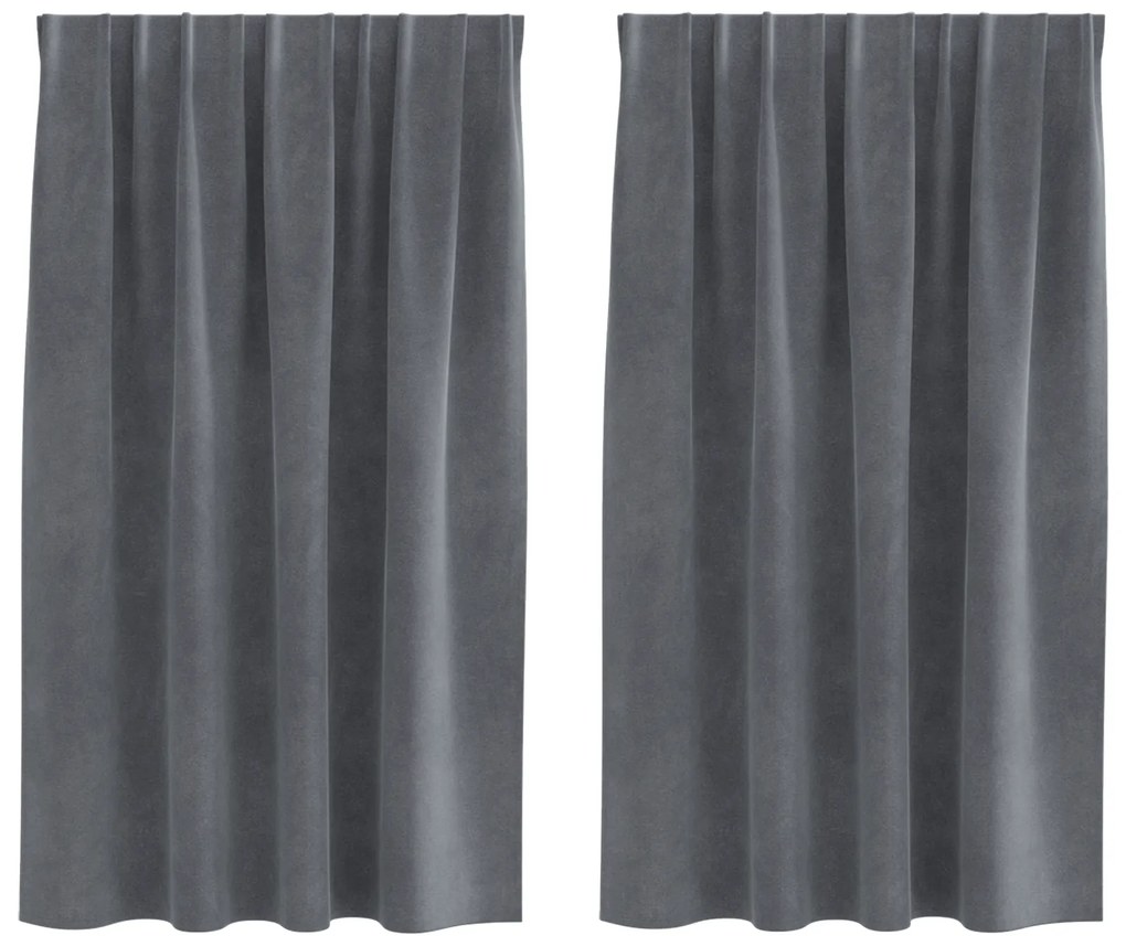 vidaXL Κουρτίνες με κουρτίνες 2 pcs Ανοιχτό γκρι 140 x 140 cm Βελούδο