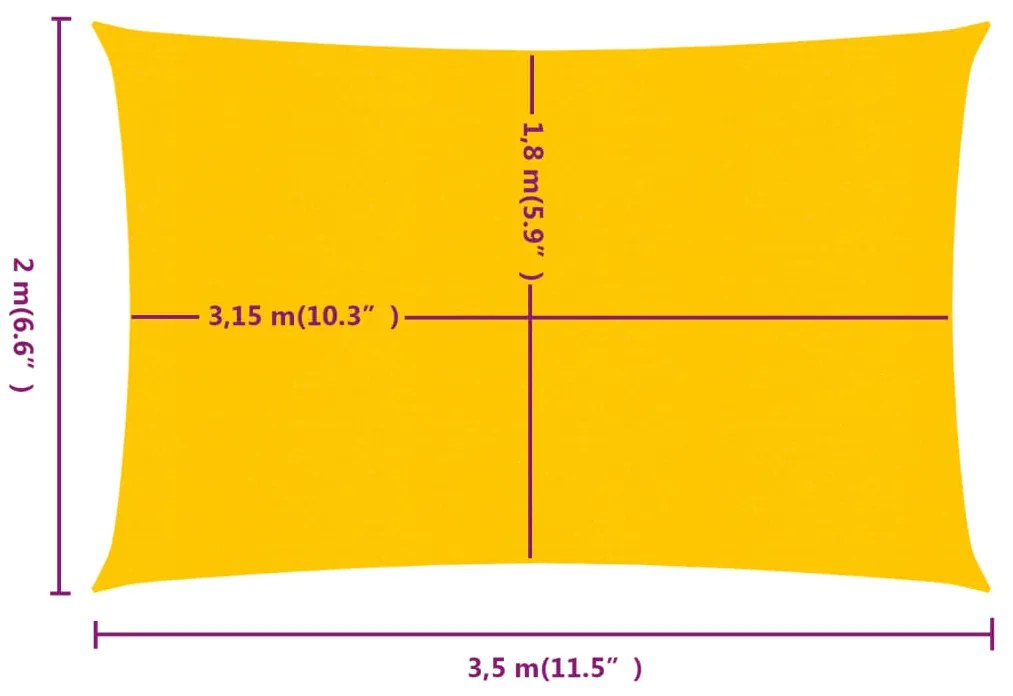 Πανί Σκίασης Ορθογώνιο Κίτρινο 2x3,5 μ. HDPE 160 γρ./μ² - Κίτρινο