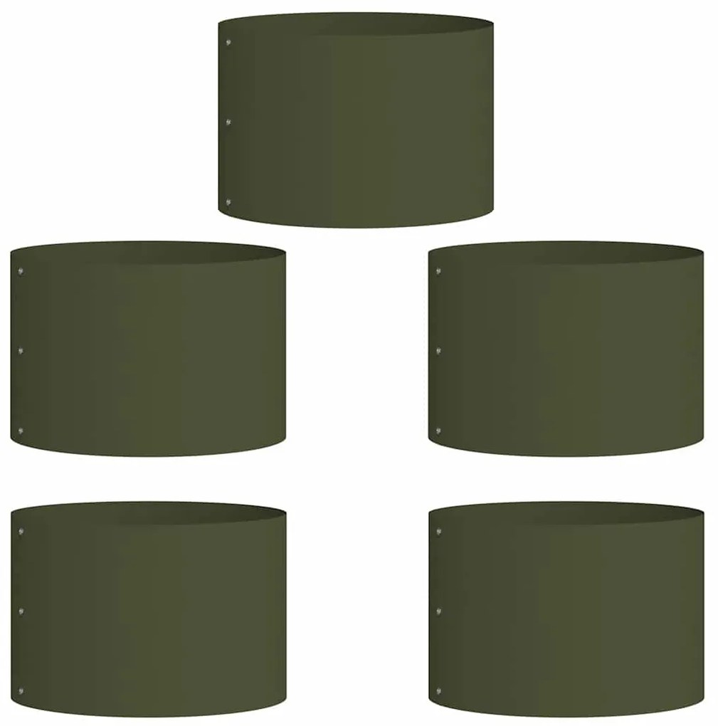 vidaXL Ζαρντινιέρες κήπου 5 pcs Λαδί 30 x 30 x 20 cm Ατσάλι
